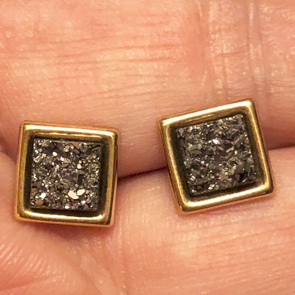 18K gold over sterling silver hematite earrings